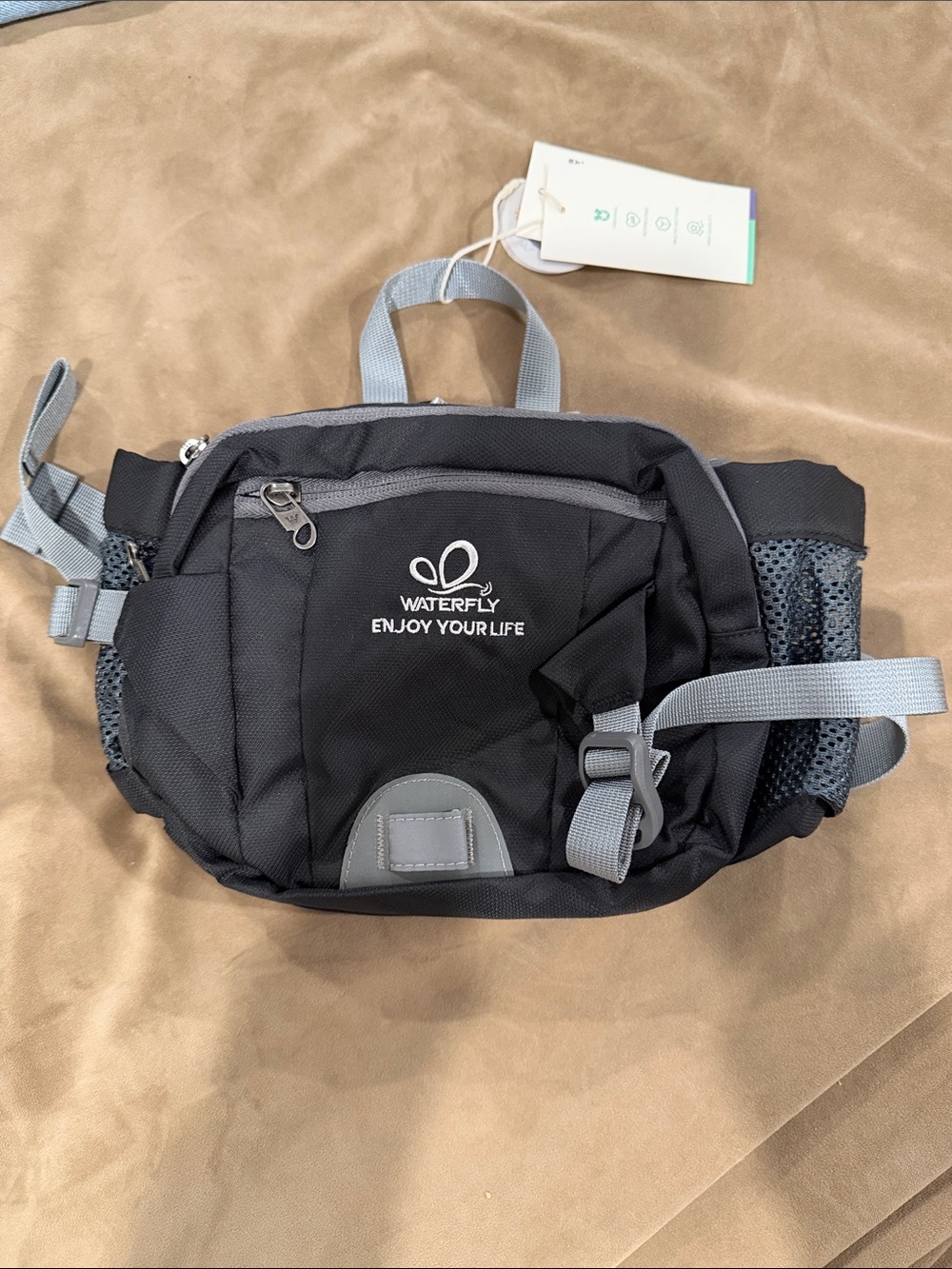 Waterfly Men's Black and Gray Belt Bag — Casual Hands-Free Waist Pack